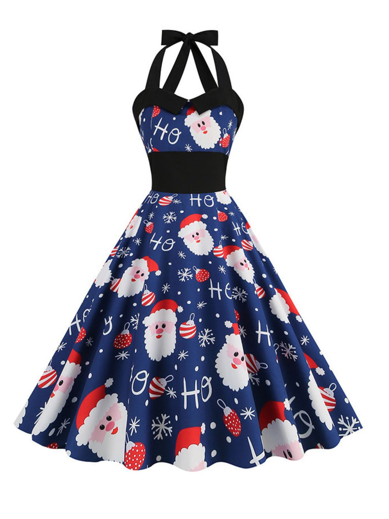 1950s Christmas Santa Claus Lace-Up Halter Dress: timeless style reimagined