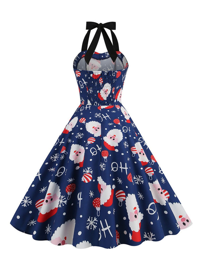 1950s Christmas Santa Claus Lace-Up Halter Dress — vintage elegance for the modern woman