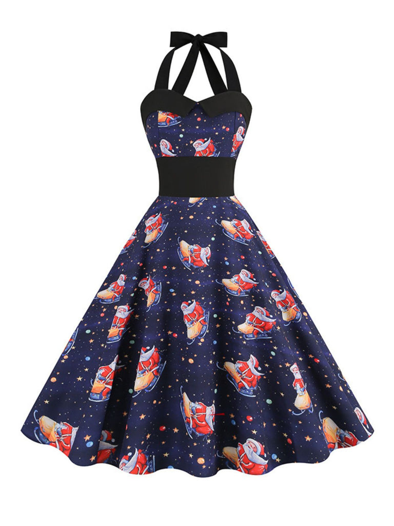 1950s Christmas Santa Claus Lace-Up Halter Dress: timeless style reimagined