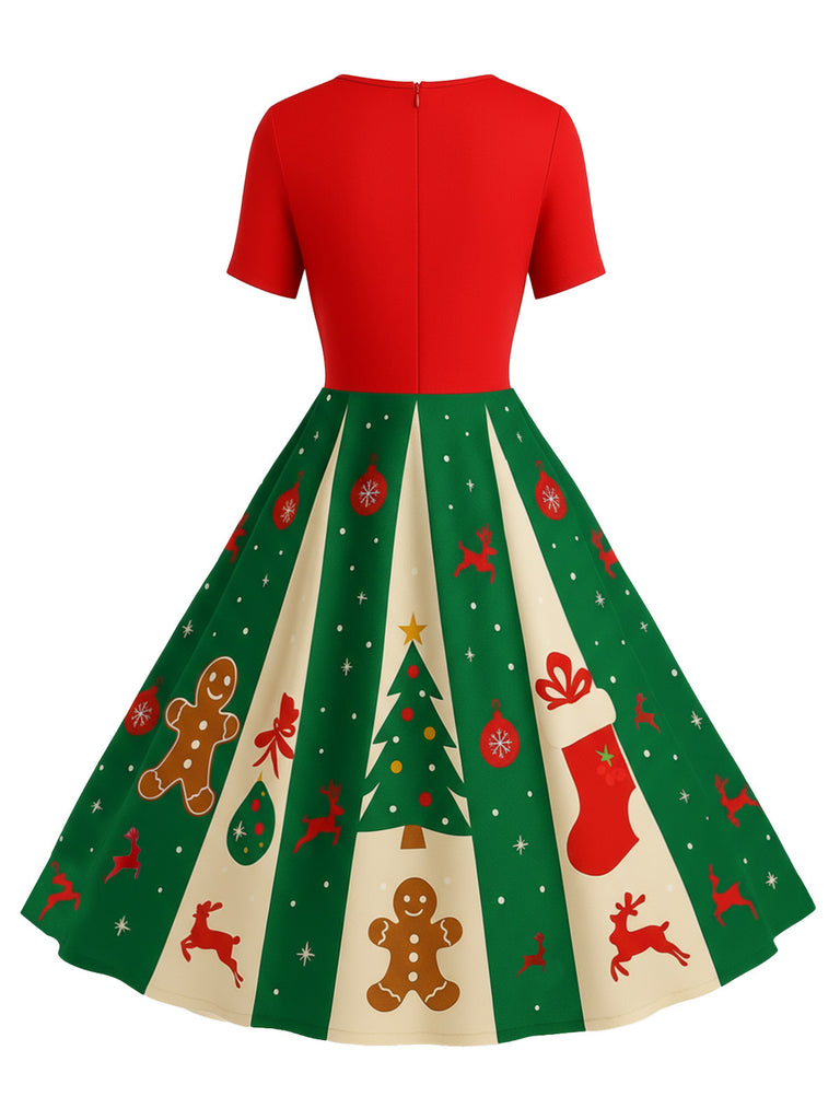 & 1950s Christmas Snowflake Swing Dress - vintage dress, retro fashion, rockabilly
