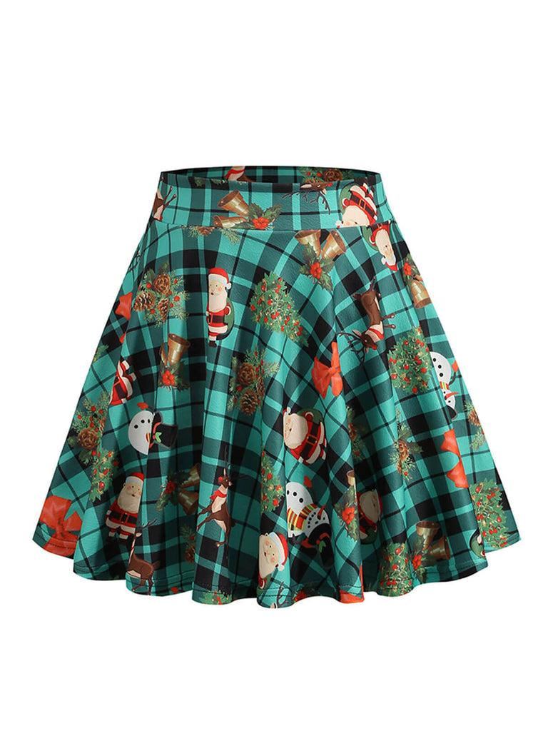 1950s Christmas Snowman Plaid Swing Skirt: timeless style reimagined
