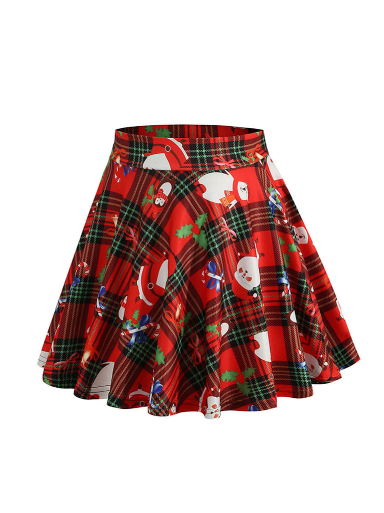 1950s Christmas Snowman Plaid Swing Skirt — vintage elegance for the modern woman