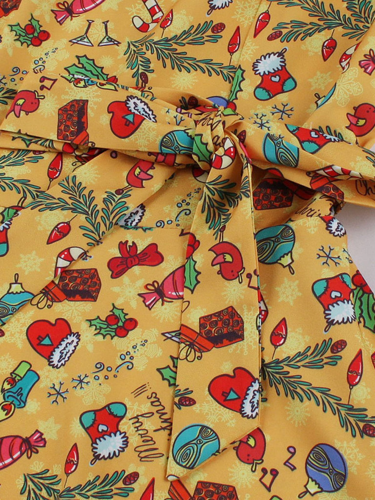 This 1950s Christmas Square Collar Patchwork Dress wraps her in 1950s elegance, one twirl at a time
