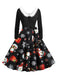 1950s Christmas V-Neck Fur Collar Swing Dress - vintage dress, retro fashion, rockabilly