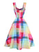 1950s Colorful Plaid Wide-strap A-Line Dress - vintage dress, retro fashion, rockabilly