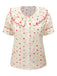 1950s Colorful Polka Dot Lace Collar Blouse, vintage top, retro blouse - perfect for women who love vintage and retro fashion