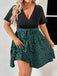 Plus Size 1950s V Neck Patchwork Vintage Dress 11