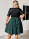 Plus Size 1950s V Neck Patchwork Vintage Dress 12