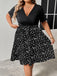 Plus Size 1950s V Neck Patchwork Vintage Dress
