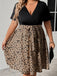 Plus Size 1950s V Neck Patchwork Vintage Dress 7