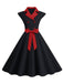 1950s Contrast Polka Dots Bowknot Belted Dress, vintage dress, retro fashion, rockabilly, pin-up fashion - perfect for women who love vintage and retro fashion