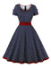 This 1950s Contrast Polka Dots Buttoned Dress wraps her in 1950s elegance, one twirl at a time