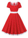 She slips into this 1950s Contrast Polka Dots Buttoned Dress and suddenly it's a 1950s daydream