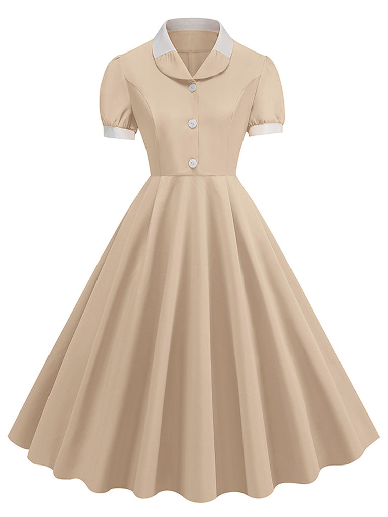 1950s Contrast Short Sleeve Lapel Dress, vintage dress, retro fashion, rockabilly, pin-up fashion - perfect for women who love vintage and retro fashion