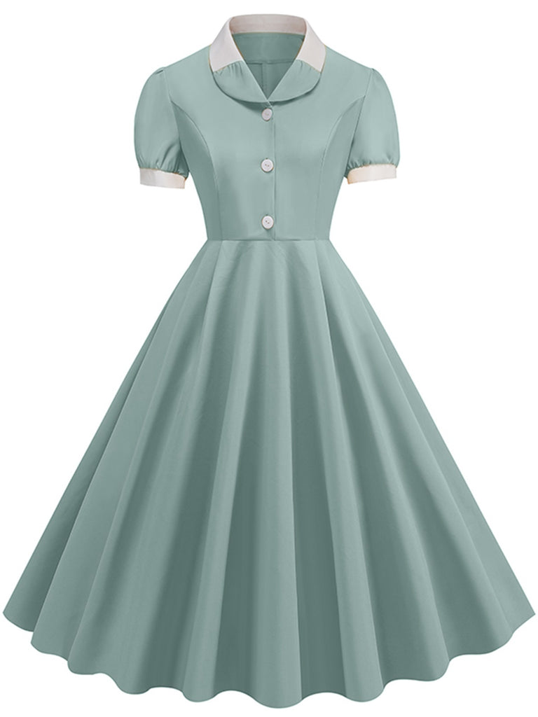 1950s Contrast Short Sleeve Lapel Dress, vintage dress, retro fashion, rockabilly, pin-up fashion - perfect for women who love vintage and retro fashion