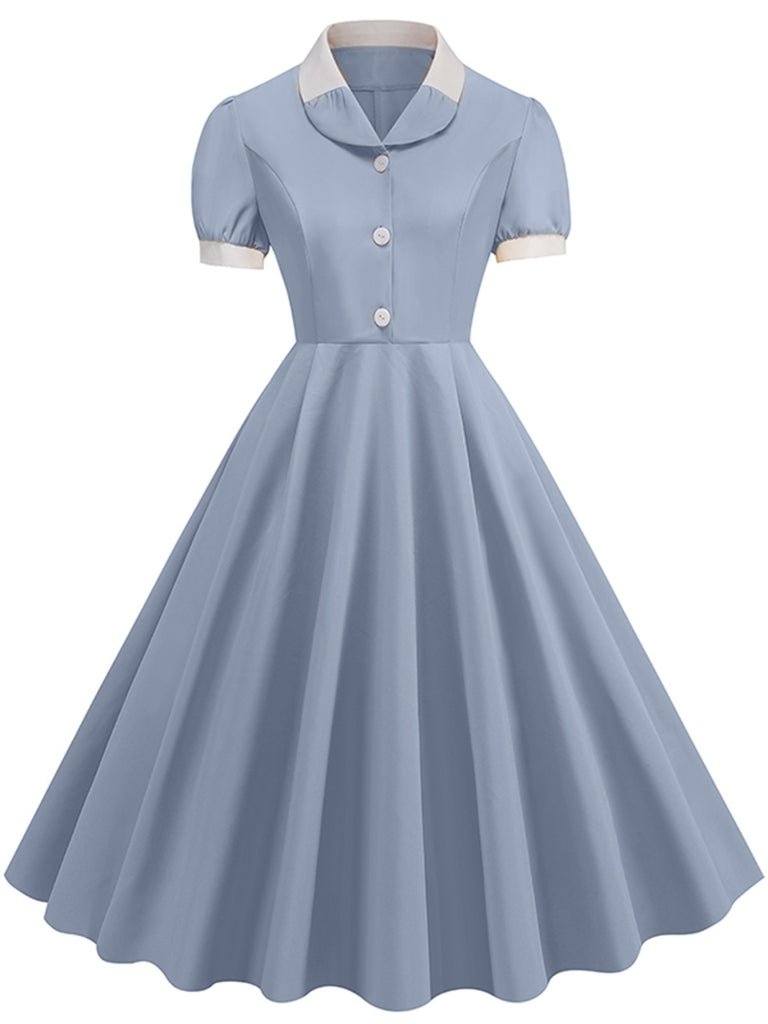 1950s Contrast Short Sleeve Lapel Dress, vintage dress, retro fashion, rockabilly, pin-up fashion - perfect for women who love vintage and retro fashion