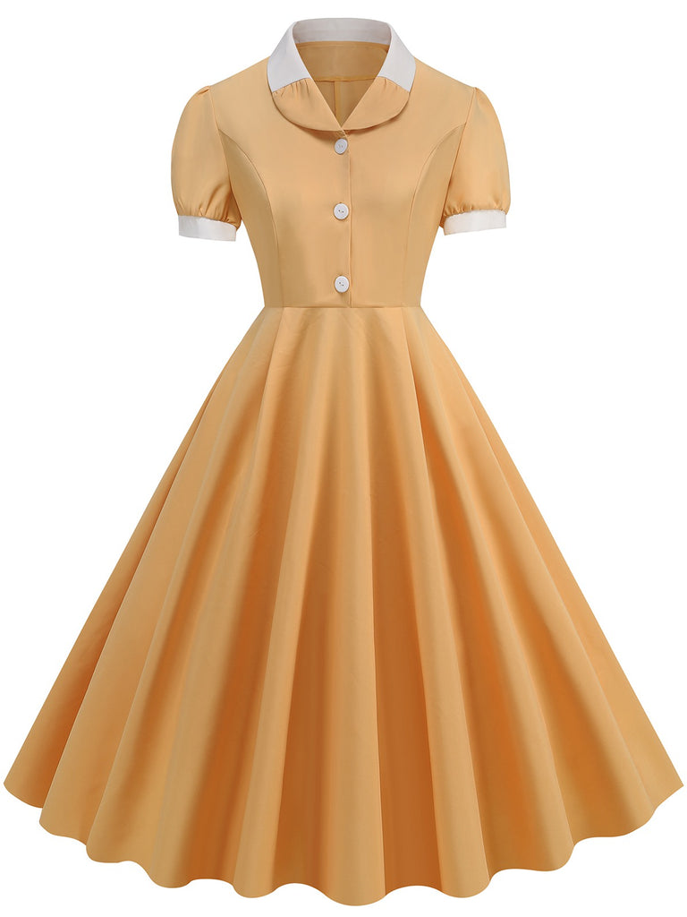 1950s Contrast Short Sleeve Lapel Dress, vintage dress, retro fashion, rockabilly, pin-up fashion - perfect for women who love vintage and retro fashion