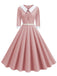 1950s Contrast Tie Neck Belted Lapel Dress: where 1950s romance meets her modern spirit