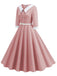 This 1950s Contrast Tie Neck Belted Lapel Dress wraps her in 1950s elegance, one twirl at a time