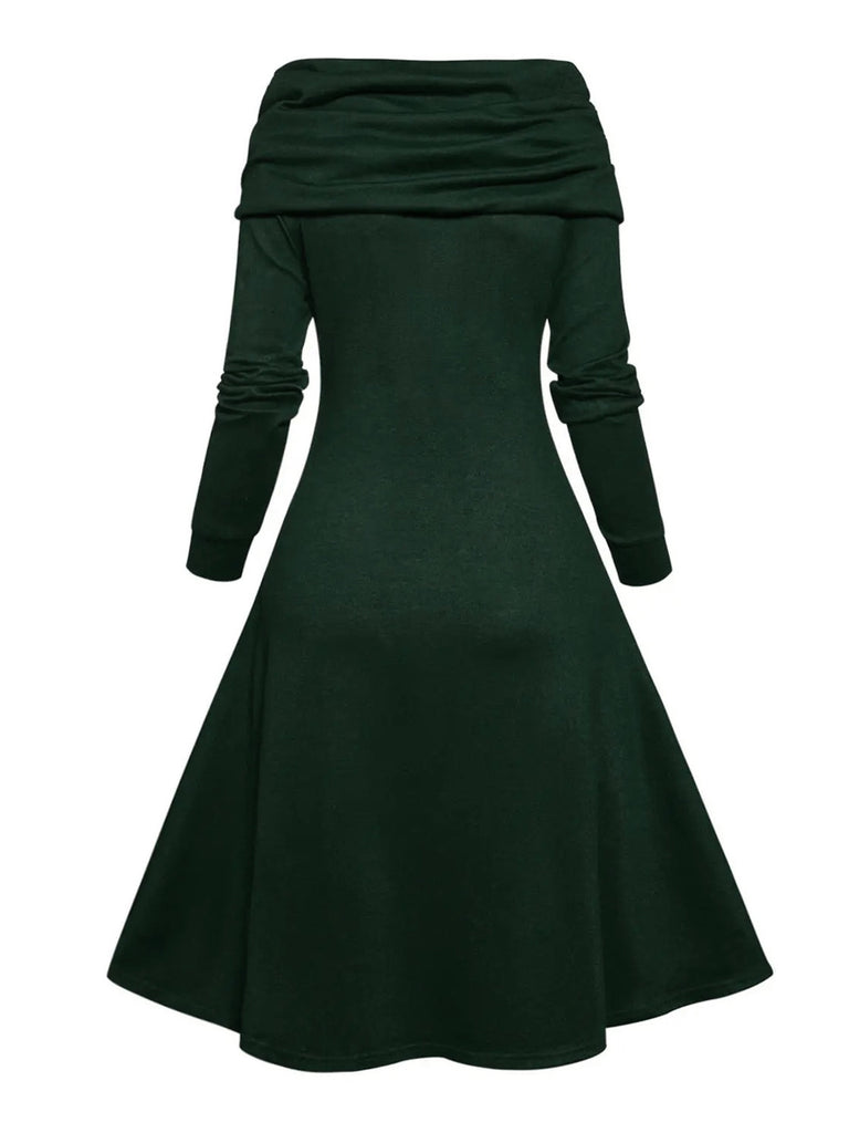 1950s Cowl Neck Knit Patchwork Swing Dress: where 1950s romance meets her modern spirit