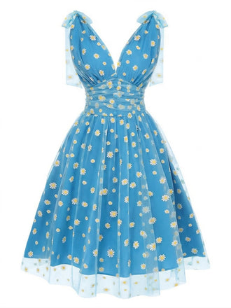 1950s Daisy Mesh Swing Dress - vintage dress, retro fashion, elegant style for vintage lovers