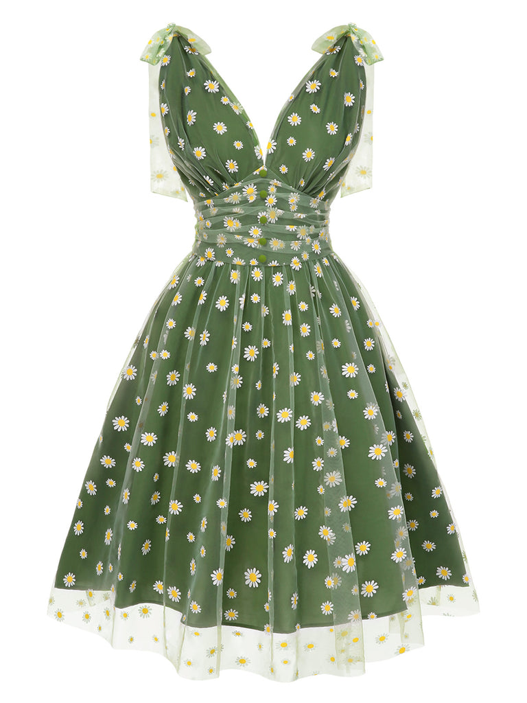 1950s Daisy Mesh Swing Dress | vintage dress, retro fashion, elegant style - perfect for retro fashion enthusiasts