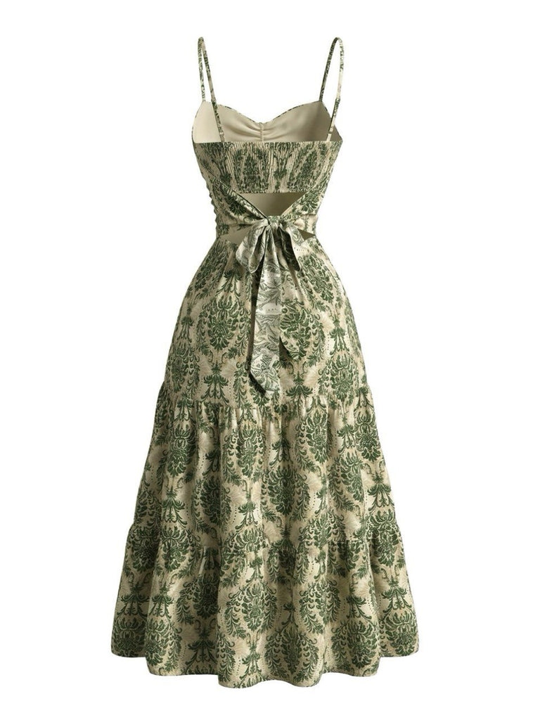 1950s-Damask-Spaghetti-Strap-Sweetheart-A-Line-Dress, vintage, retro, dress