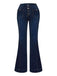 1950s Denim Flared Long Pockets Jeans - vintage fashion, retro style, elegant red