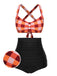 She's wearing 1950s Double Strap Buttoned Plaids Swimsuit and the whole beach remembers the 1950s