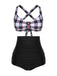 1950s Double Strap Buttoned Plaids Swimsuit — because 1950s glamour never goes out of style