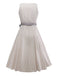 2PCS Beige 1950s Vertical Striped Dress & Floral Apron - vintage dress, retro fashion, rockabilly