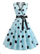 2PCS Blue 1950s Embroidery Pockets Dress & Bow Polka Dot Dress - vintage dress, retro fashion, rockabilly