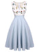 2PCS Blue 1950s Embroidery Pockets Dress & Bow Polka Dot Dress - vintage dress, retro fashion, rockabilly