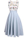 2PCS Blue 1950s Embroidery Pockets Dress & Bow Polka Dot Dress - vintage dress, retro fashion, rockabilly