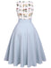 2PCS Blue 1950s Embroidery Pockets Dress & Bow Polka Dot Dress - vintage dress, retro fashion, rockabilly
