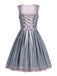 2PCS Blue Grey 1950s Floral Dress & Mesh Embroidered Apron - vintage dress, retro fashion, rockabilly