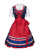 2PCS Blue 1950s Oktoberfest Bavarian Carnival Dress & Red Apron - vintage dress, retro fashion, rockabilly