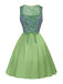 2PCS Green 1950s Floral Patchwork Dress & Embroidered Apron - vintage dress, retro fashion, rockabilly