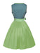 2PCS Green 1950s Floral Patchwork Dress & Embroidered Apron - vintage dress, retro fashion, rockabilly