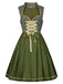 2PCS Green 1950s Ribbon Floral Dress & Embroidered Apron - vintage dress, retro fashion, rockabilly