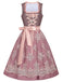 2PCS Misty Rose 1950s Ditsy Floral Satin Dress & Apron - vintage dress, retro fashion, rockabilly