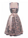 2PCS Pink 1950s Floral Jacquard Dress & Mesh Embroidered Apron - vintage dress, retro fashion, rockabilly