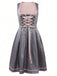 2PCS Pink 1950s Floral Jacquard Dress & Mesh Embroidered Apron - vintage dress, retro fashion, rockabilly