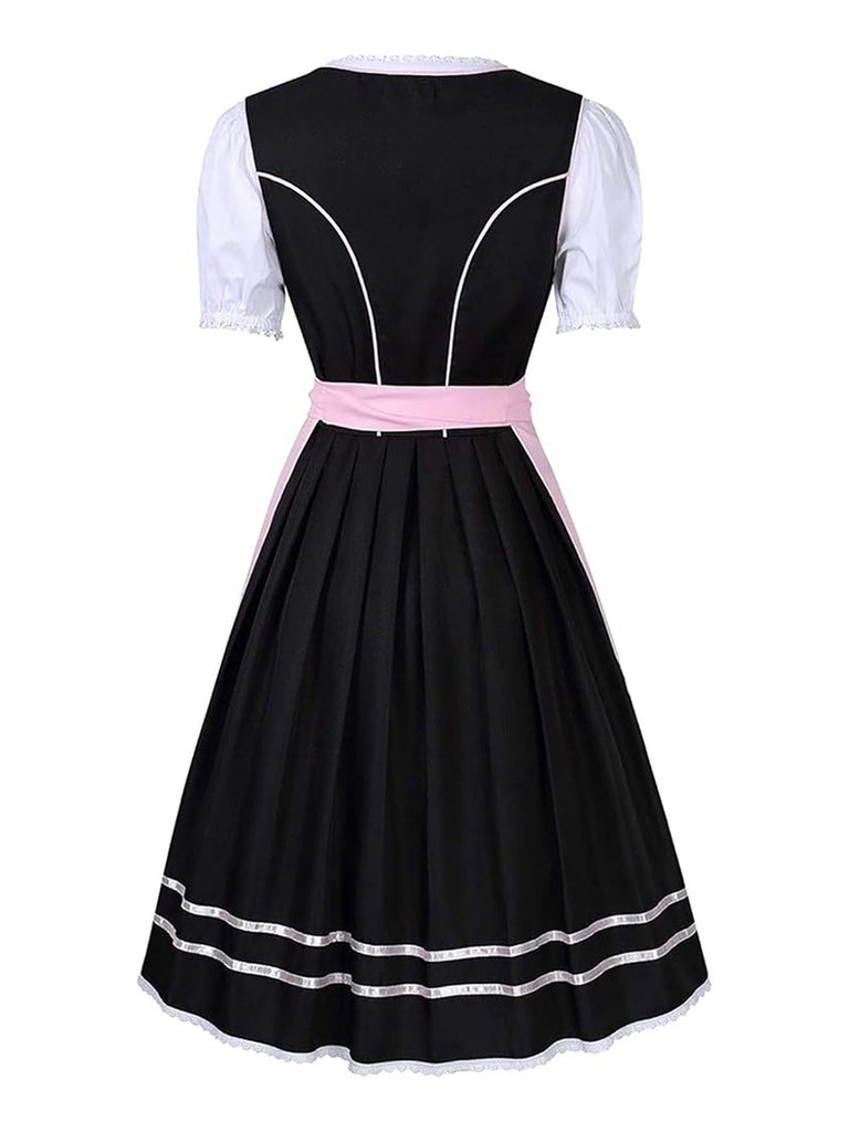 2PCS Pink 1950s Oktoberfest Puff Sleeves Embroidered Dress - vintage dress, retro fashion, rockabilly