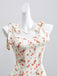 Beige 1950s Floral Print Tie Strap Sweetheart Neck Dress - vintage dress, retro fashion, rockabilly