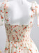 Beige 1950s Floral Print Tie Strap Sweetheart Neck Dress - vintage dress, retro fashion, rockabilly