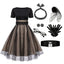 Black 1950s Polka Dot Swing Vintage Dress With Accessories Set - vintage dress, retro fashion, rockabilly