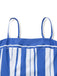 Blue & White 1950s Stripe Spaghetti Strap Midi Dress - vintage dress, retro fashion, rockabilly