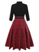 1950s Christmas Plaid Belted Dress With Snowflake Brooch - vintage dress, retro fashion, rockabilly