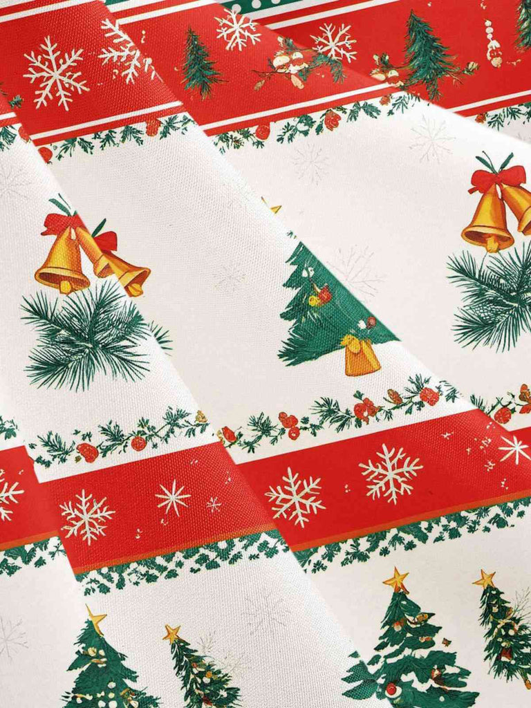 1950s Christmas Tree Patchwork Bow Belted Swing Dress - vintage dress, retro fashion, rockabilly